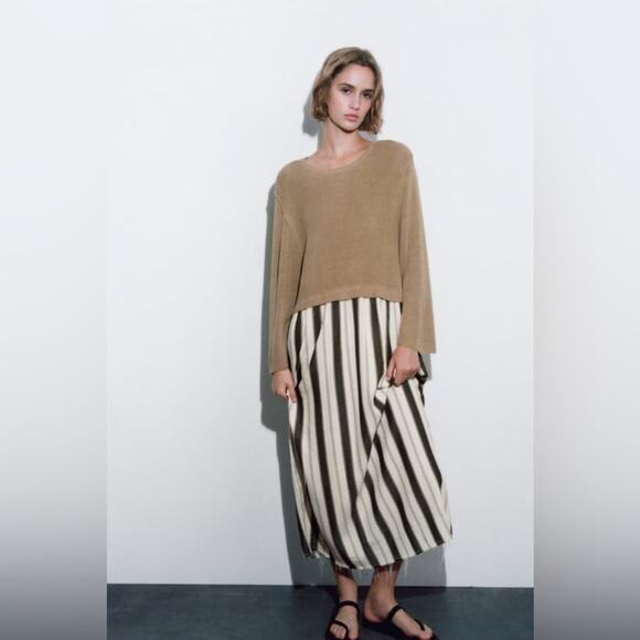 ZARA STRIPED COMBINATION KNIT DRESS - Picture 2 of 8